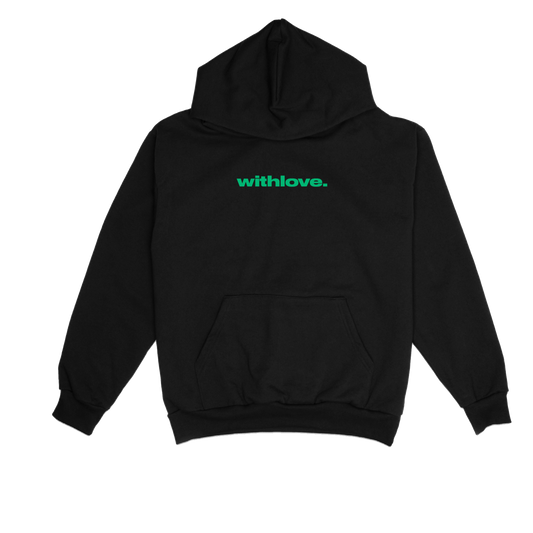 black/green "withlove" anywhere hoodie