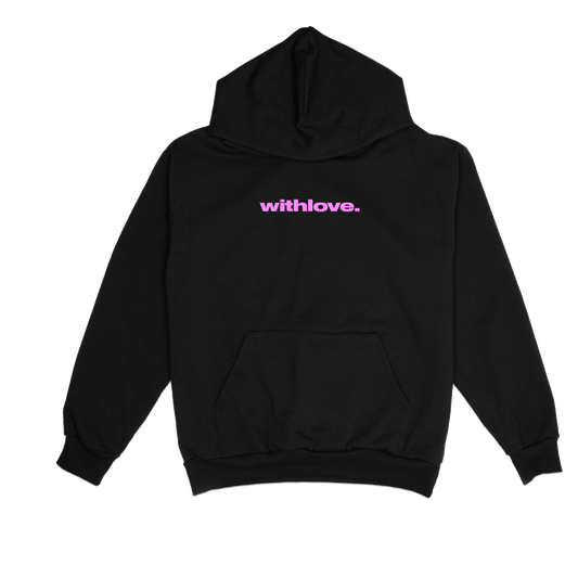 black/pink "withlove" anywhere hoodie